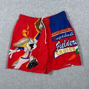 Vintage Looney Tunes Bugs Bunny Baseball Shorts Mens Large Elastic 90s Graphic